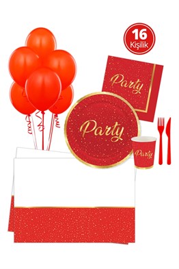 KBK Market Plus Serisi Kırmızı Party Doğum Günü Seti